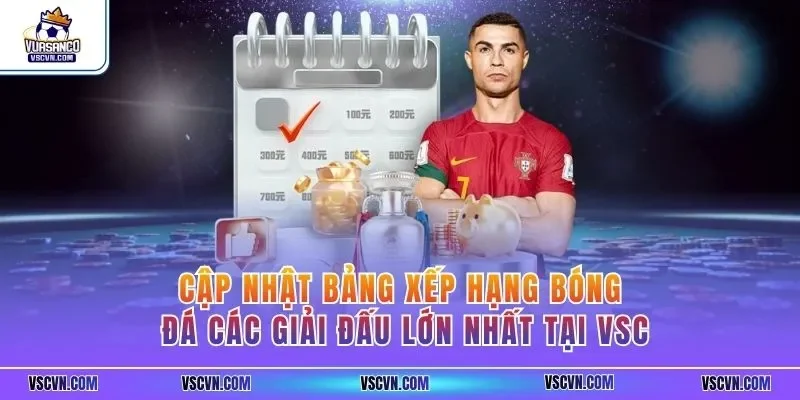 Cập nhật bảng xếp hạng bóng đá các giải đấu lớn nhất tại VSC